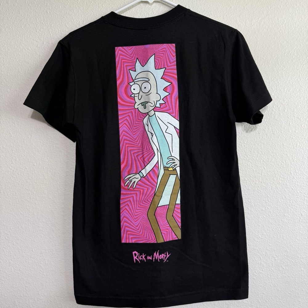 Primitive Rick‎ & Morty T shirt Size Small Black Neon Pink Graphic Tee